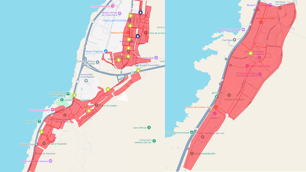 Corte de agua en sector Coviefi de Antofagasta Corte de agua en sector Coviefi de Antofagasta