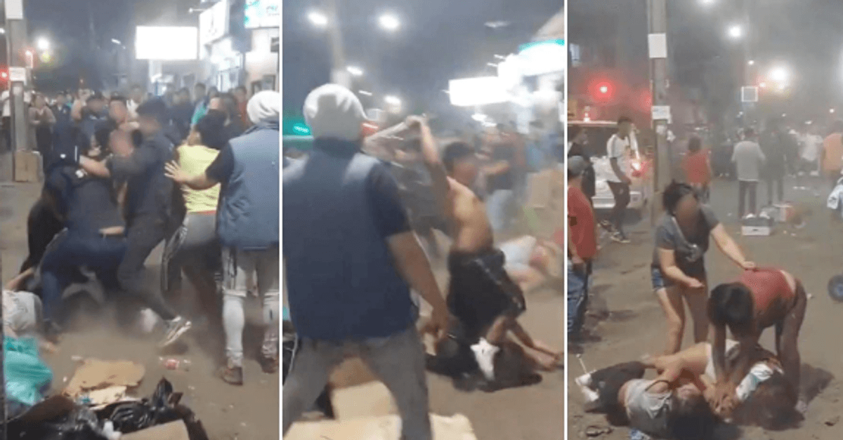 Impactante pelea entre comerciantes ilegales en Iquique Impactante pelea entre comerciantes ilegales en Iquique