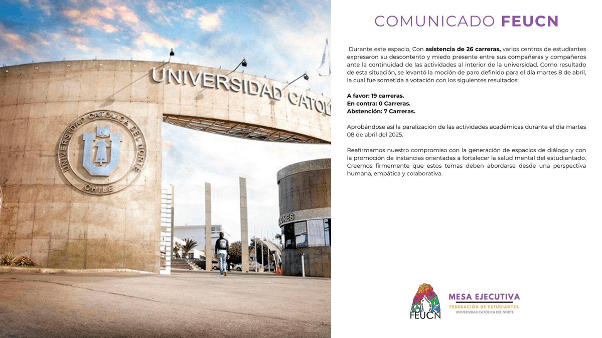 FEUCN convoca paro por amenazas universitarias FEUCN convoca paro por amenazas universitarias