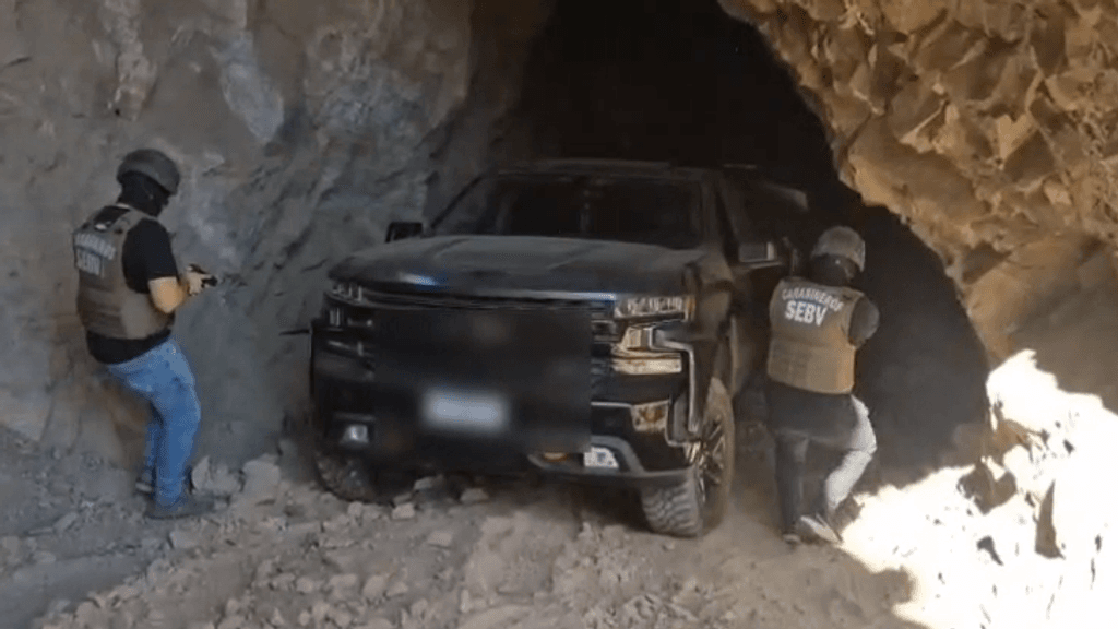 Camionetas recuperadas mina La Cadena