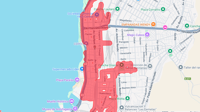 Mapa afectados corte de luz