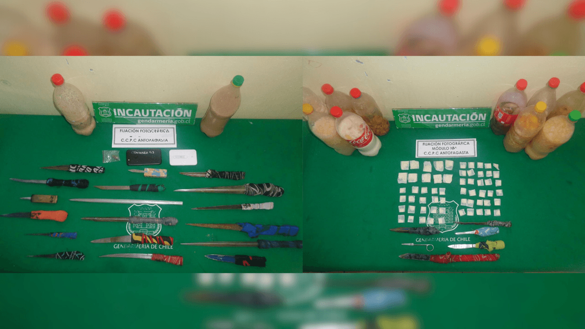 Incautaciones en cárcel de Antofagasta: drogas, armas y celulares encontrados Incautaciones en cárcel de Antofagasta: drogas, armas y celulares encontrados