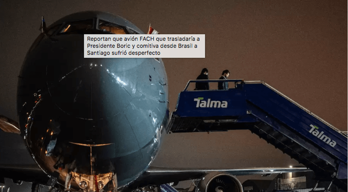 Avería en avión presidencial retrasa regreso de Pdte. Boric desde Brasil Avería en avión presidencial retrasa regreso de Pdte. Boric desde Brasil