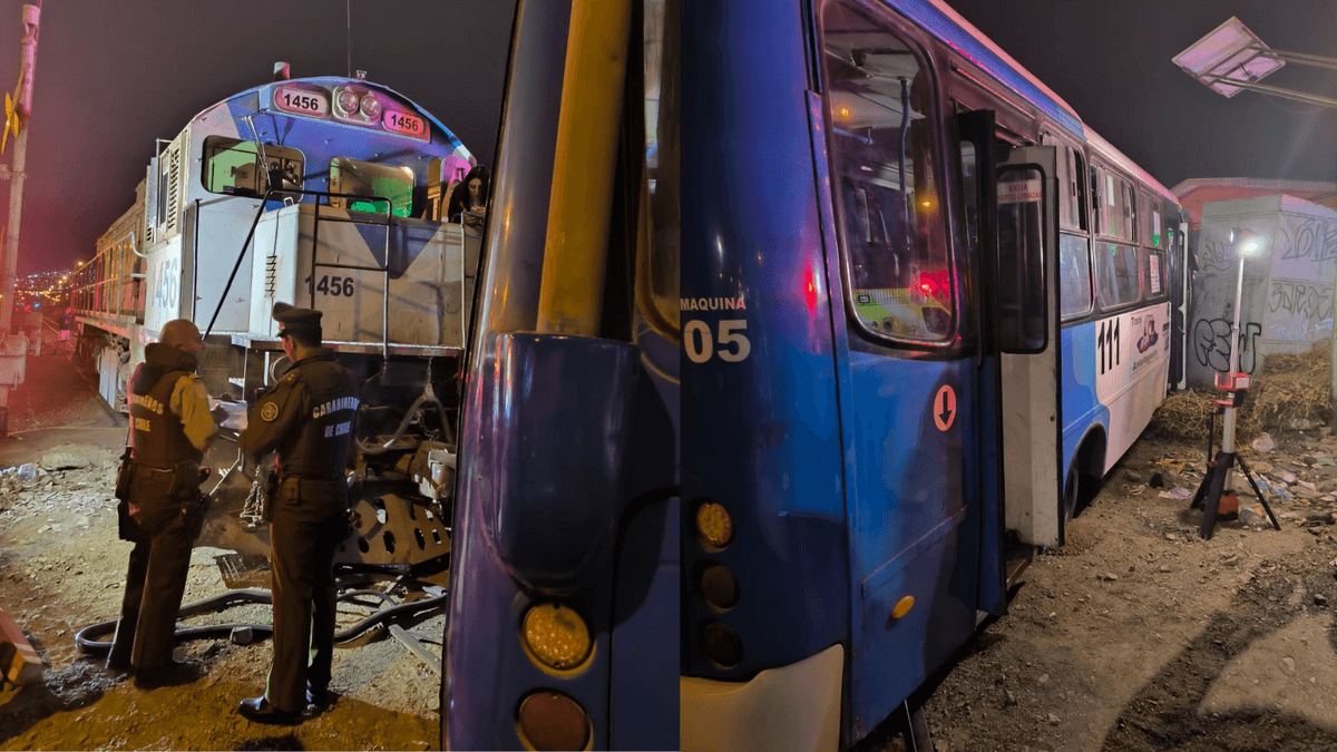 14 heridos tras choque de tren y microbús en Antofagasta 14 heridos tras choque de tren y microbús en Antofagasta