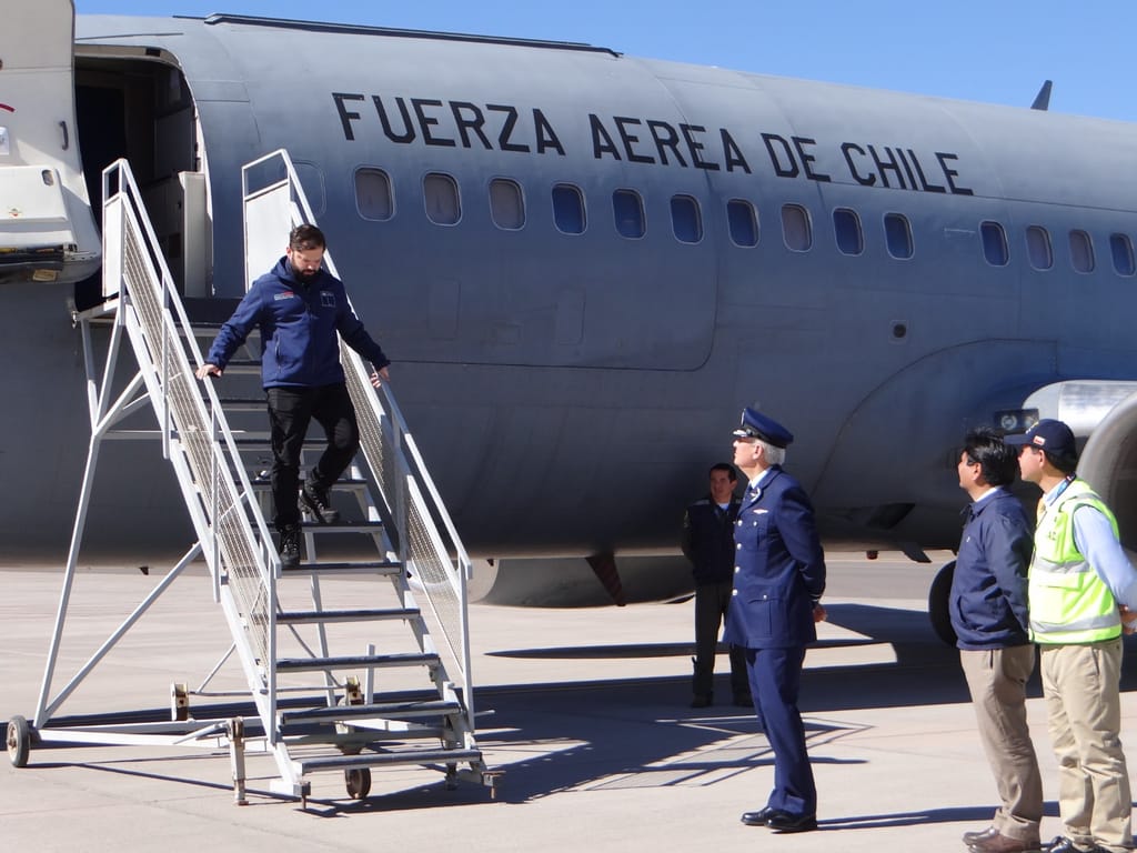Presidente Boric en Aeródromo El Loa de Calama Presidente Boric en Aeródromo El Loa de Calama