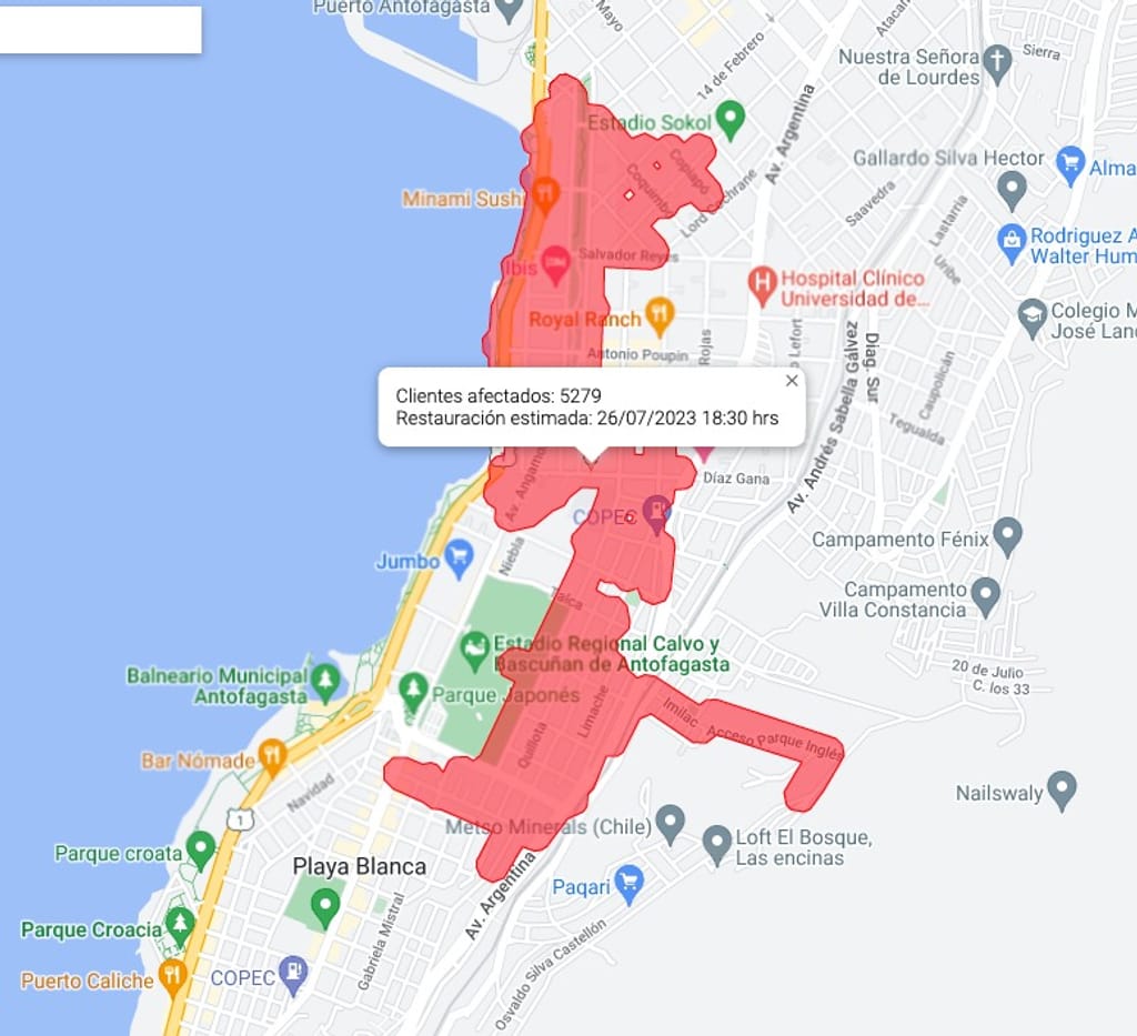 Corte de electricidad sector sur Corte de electricidad sector sur