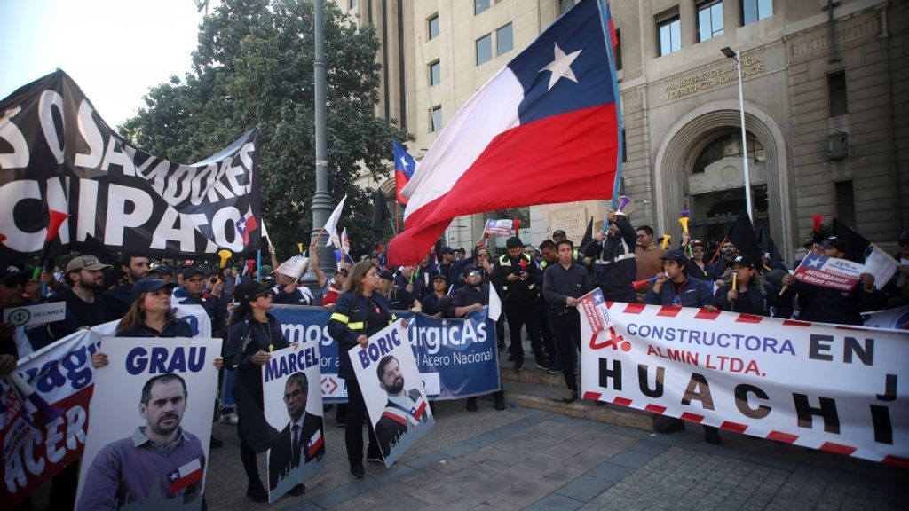 Manifestación trabajadores Siderúrgica Huachipato