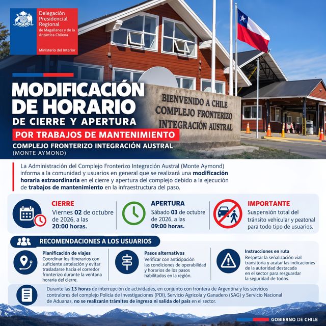 Integración Austral modificación horaria Integración Austral modificación horaria