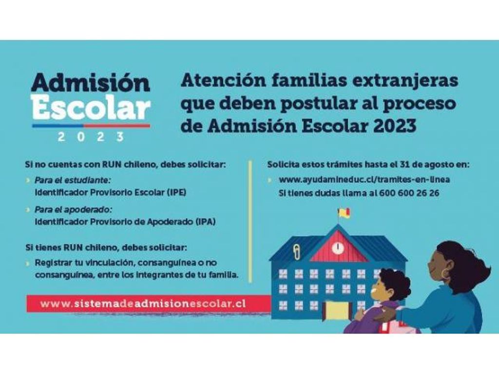 ADMISIÓN ESCOLAR 2023: ESTOS SON LOS PASOS QUE DEBEN REALIZAR LAS FAMILIAS EXTRANJERAS QUE NO TIENEN RUN CHILENO ANTES DE POSTULAR