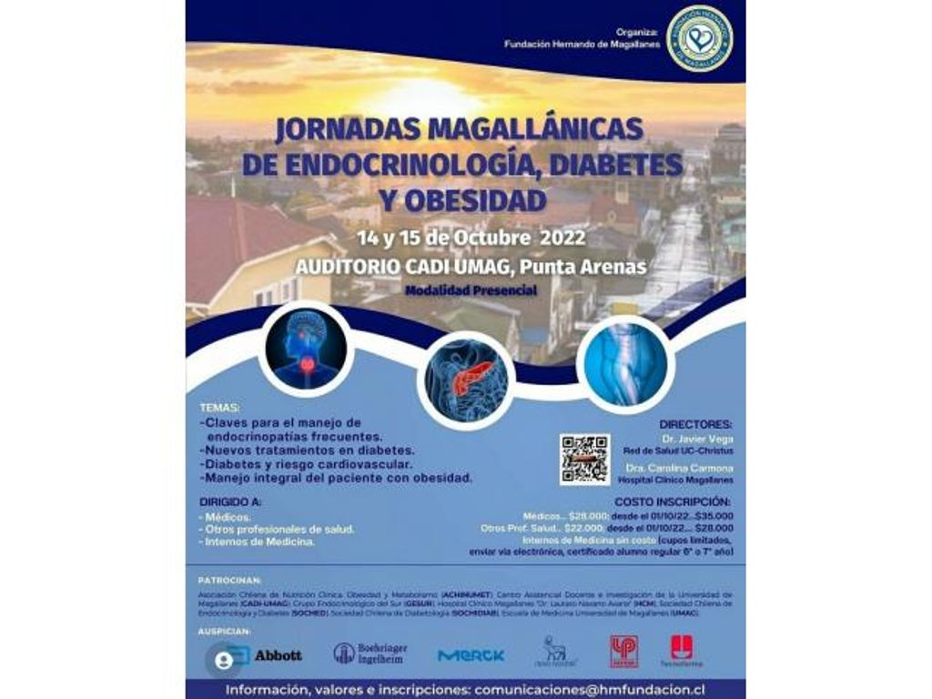 ESTE 14 y 15 DE OCTUBRE DE 2022 SERÁN LAS JORNADAS MAGALLÁNICAS DE ENDOCRINOLOGÍA, DIABETES Y OBESIDAD