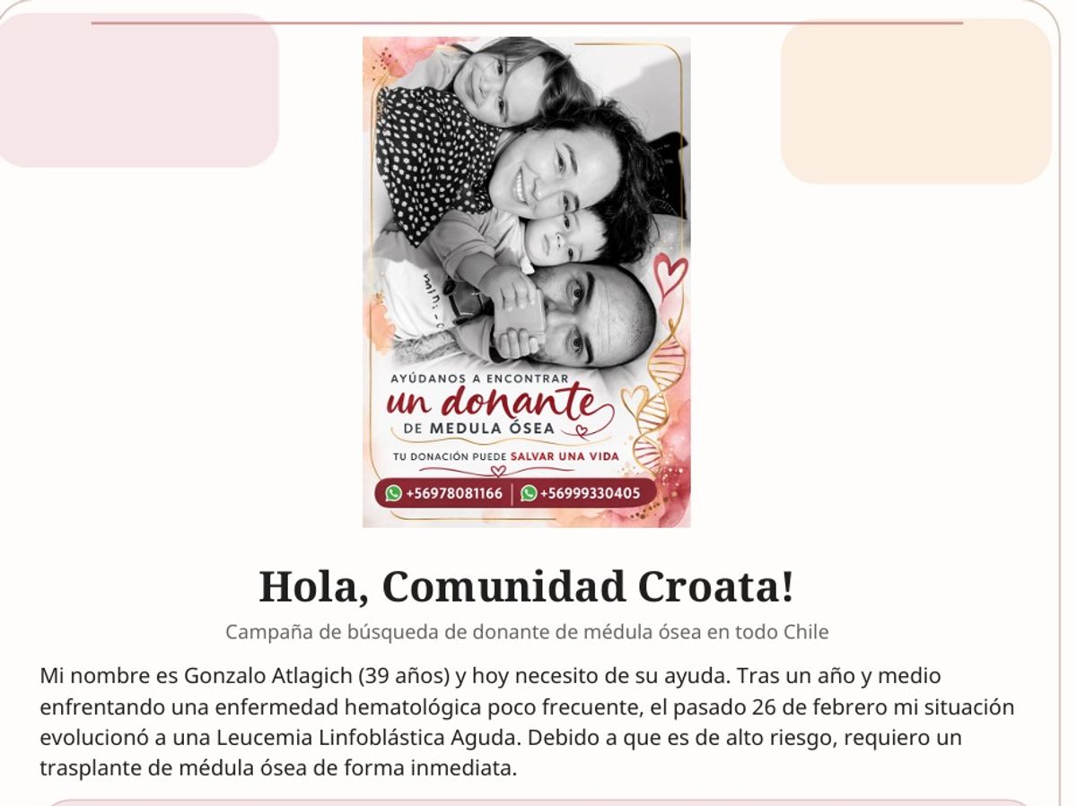 CAMPAÑA EN PUNTA ARENAS BUSCA DONANTES DE MÉDULA PARA AYUDAR A IGNACIO ATLAGICH, PACIENTE CON LEUCEMIA