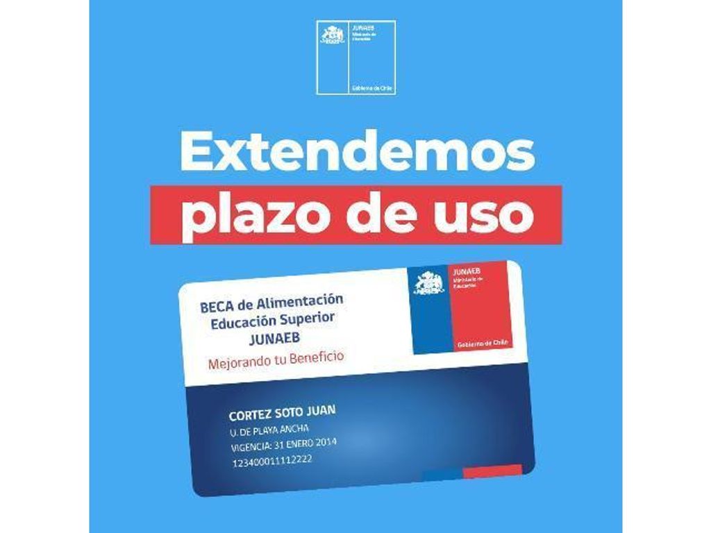 JUNAEB EXTIENDE VIGENCIA DE SALDO DE BECA DE ALIMENTACIÓN PARA LA EDUCACIÓN SUPERIOR JUNAEB EXTIENDE VIGENCIA DE SALDO DE BECA DE ALIMENTACIÓN PARA LA EDUCACIÓN SUPERIOR