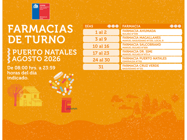 Turno Puerto Natales agosto 2026
